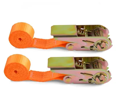 Productafbeelding van 2 spanbanden met ratelsluiting, 25 mm x 1 meter, oranje, breeksterkte tot 800 kg