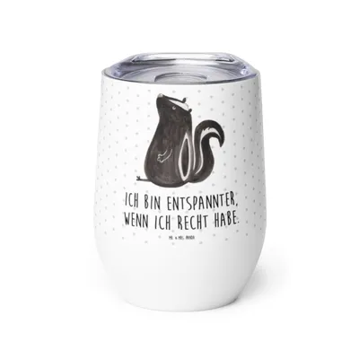 Produktbild von Mr. & Mrs. Panda thermosbecher Stinktier Sitzen - Weiß - Geschenk, Stinker, kaffee tasse, Raubtier, Spruch, Thermo Becher, glühweinbecher, Büro, Wildtier, Thermobecher