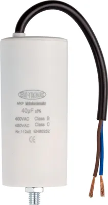 Produktbild von MKP Motorkondensator, Arbeitskondensator Anlaufkondensator Kondensator 450V - Anschluss: Kabel - Wert: 40µF
