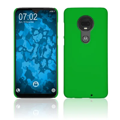 Produktbild von PhoneNatic Case kompatibel mit Motorola Moto G7 Plus - Hülle grün gummiert Hard-case + 2 Schutzfolien