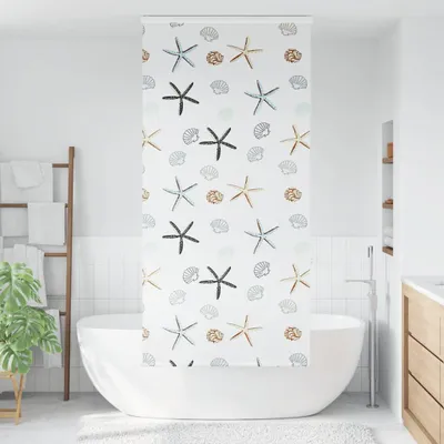 Imagen del producto de vidaXL Cortina de ducha con carcasilla, 90x240 cm, ancho de tela: 86 cm