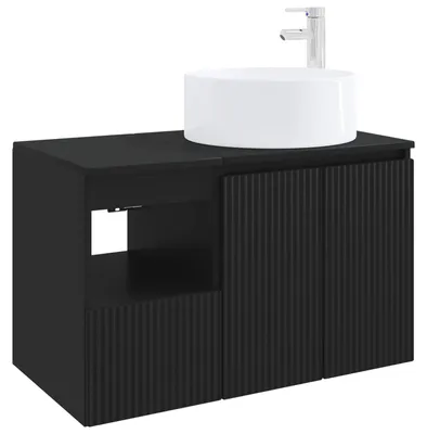 Produktbild von Badezimmermöbel-Set 2 stk. Schwarz Holzwerkstoff