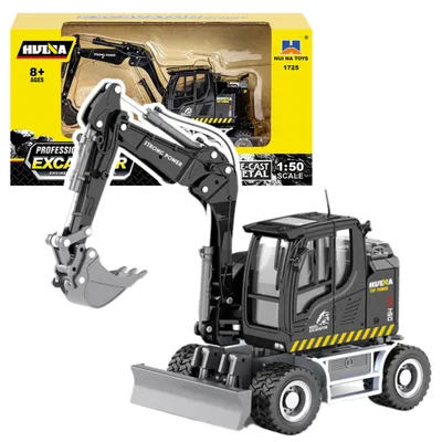 Productafbeelding van Wielgraafmachine Met Bulldozer Metaal Huina Zwart 1:50