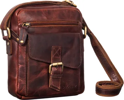 Produktbild von ROYALZ "Knoxville" kleine Ledertasche Herren Vintage Männer Umhängetasche Mini Messenger Bag Schultertasche klein