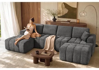Obrázek produktu pro VASAGLE, modulární sedací souprava, materiál: chenille, barva: šedá, kapacita: 6 míst