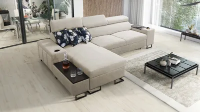 Produktbild von Kaiser Möbel s, modernes Ecksofa MELODY I MINI mit Usb und Regal Tauro/Freya Beige Links