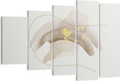 Produktbild von Bild auf Leinwand - Leinwandbild - 5 Teile - Braun Abstraktion Gold - 150x100cm - Wand Bild - Wanddeko - Wandbilder - Leinwanddruck - Bilder - Wanddekoration - Leinwand bilder - EG150x100-4910