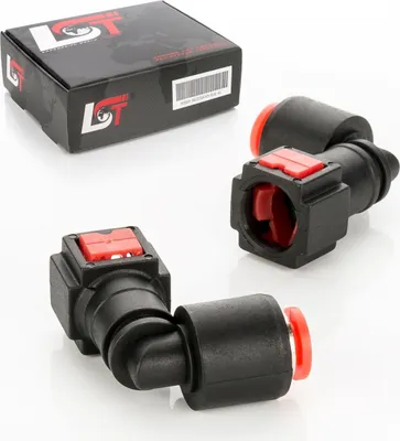 Produktbild von 2x Verbinder Schlauchkupplung Schnellverschluss 6.3 x 5 mm Winkel