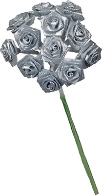 Produktbild von GLOREX Diorröschen 12 Blüten silber