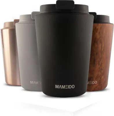 Image de Mug isotherme en acier inoxydable de 350 ml - Double paroi isolante et étanche - Café à emporter - Mok