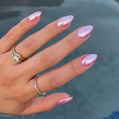 Produktbild von 24 Stück Kurze Pink Rosa Aurora Nägel Zum Aufkleben, Oval Künstliche Fingernägel