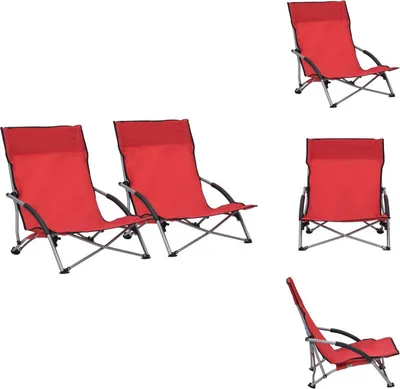 Produktbild von vidaXL Klappbare Strandstühle 2 Stk. Rot Stoff -  Gartenstühle