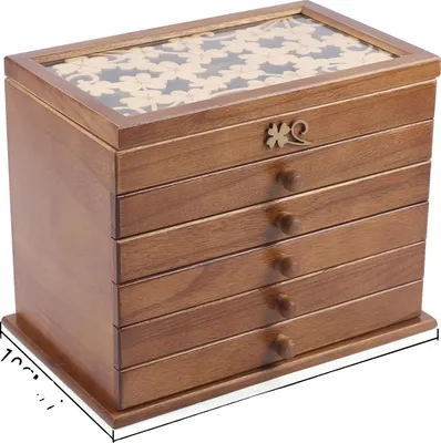 Zdjęcie produktu dla Organizer na biżuterię, elegancki design, wielopoziomowe przechowywanie, kolor brązowy