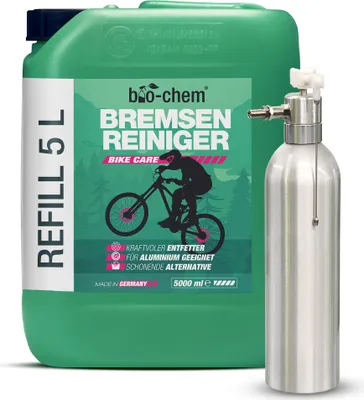 Produktbild von bio-chem Bremsenreiniger Set: 5 L Kanister + Air-Force Druckluft-Sprühflasche wiederbefüllbar I Für Auto, Motorrad und Fahrrad I Leistungsstarker Entfetter für Scheibenbremsen