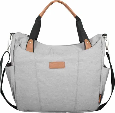 Produktbild von Baninni Wickeltasche Hellgrau Bari BNDB009-LGY Polyester 40x13x31 cm, geräumig, mit RV-Hauptfach, verstellbarem Schultergurt, vielen Fächern, isoliertem Flaschenhalter, inkl. Wickelunterlage & Wickelkissen, Kinderwagen-Befestigung und pflegeleichten Kunstleder-Applikationen.