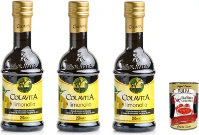 Produktbild von Colavita Limonolio, Olio aromatizzato al limone, Olivenöl extra vergine mit Zitrone 3x 250-ml + Italian gourmet polpa 400g