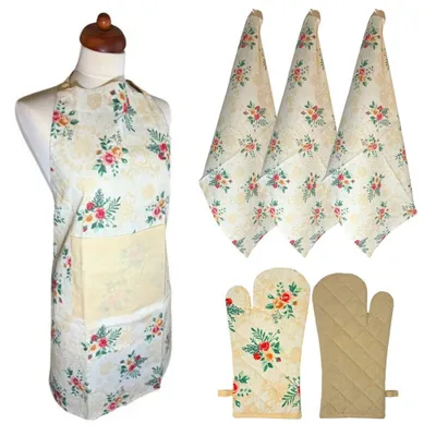 Produktbild von Home Elements Set Schürze, Topflappen und 3 Tücher Bouquet