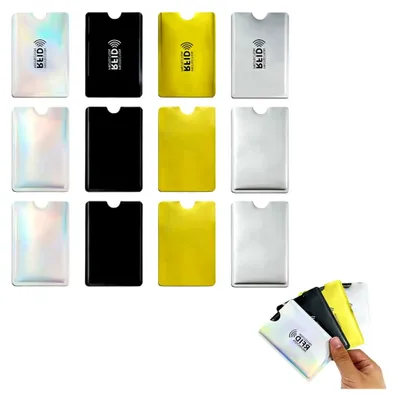 Produktbild von 12 bunte RFID-Kartenhüllen, schützende Hüllen für Kreditkarten und Ausweise