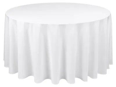 Obrázok produktu pre Okrúhly obrus Ø 190 cm – 100% polyester, na okrúhly stôl Ø 122 cm - Biela