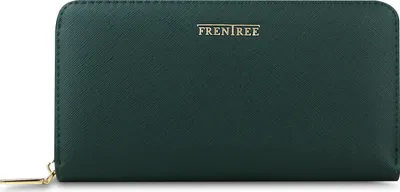 Produktbild von FRENTREE® Damen Geldbörse groß mit RFID-Schutz, 100% , elegantes Portemonnaie mit Handyfach - Tannengrün