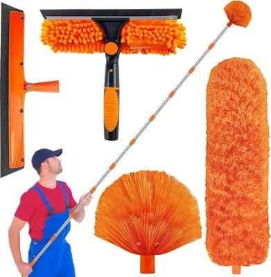 Produktbild von Staubwedel Teleskop 4m, Staubwedel Lang Ausziehbar, Staubwedels Waschbar, Staubwischer Geeignet zum Reinigen von Decken, Deckenventilatoren, Lücken, Spinnennetz, Jalousien, Möbeln