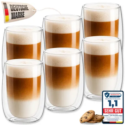 Produktbild von LAPRESO® Latte Macchiato Gläser Doppelwandig | Thermogläser Kaffeegläser Teegläser | Gläser Set 350 ml 6 Stück | Thermogläser Doppelwandig Kaffeetasse
