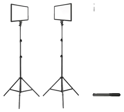 Obrázok produktu pre Video osvetlenie, stmievateľný jas, dvojfarebné osvetlenie, 2 ks 2 m statívov