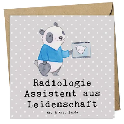 Produktbild von Mr. & Mrs. Panda Glückwunschkarte Radiologie Assistent Leidenschaft - Grau Pastell - Geschenk, Klappkarte, anlasskarte, doppelkarte, Grußkarte, faltkarte