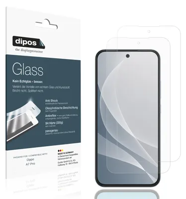 Obrázek produktu pro 2x ochranná fólie pro Oppo A7 Pro, matná povrchová úprava - proti nárazům, tvrzená fólie 9H, materiál: sklo
