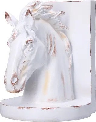 Produktbild von Multifunktionale Pferdekopf Skulptur Harz Pferd Buchstützen für Home Office WohnzimmerBS20901 White Horse