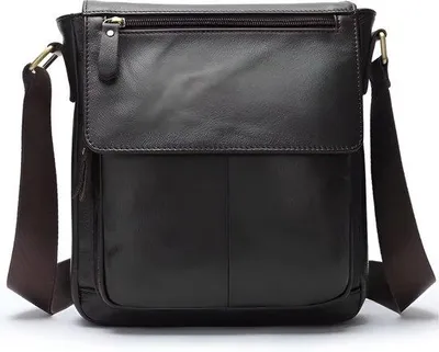 Image de CarryQuest® - Sac bandoulière pour homme, en cuir véritable, couleur marron foncé
