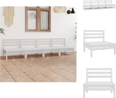 Produktbild von vidaXL 4-tlg. Garten-Lounge-Set Weiß Kiefer Massivholz -  Gartenmöbel-Sets