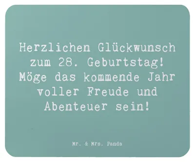 Produktbild von Mr. & Mrs. Panda Mauspad Spruch 28. Geburtstag - Meeresbrise - Geschenk, computermatte, Mousepad, Mouse Pad, Feier, mousematte, Herzlichen Glückwunsch, Happy Birthday