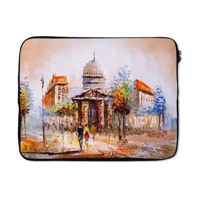 Produktbild von MuchoWow® Laptop Hülle 15 Zoll Gemälde - Stadt - Öl Laptoptasche - Laptoptasche - Sleeve - Rundum-Schutz