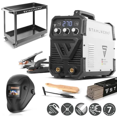 Image de STAHLWERK Poste de soudage à électrodes ARC-270 ST - équipement complet avec chariot d'appareillage - MMA (E-Hand) jusqu'à 270 A, soudage sans gaz, Lift-TIG Inverter 400 V