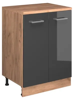 Obrázek produktu pro Kuchyňská skříňka pod šikmou střechu Vicco R-Line Antracitový vysoký lesk 60 cm bez šikminy se 2 dveřmi, Model 61755