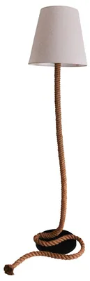 Produktbild von Stehleuchte - Stehleuchte "ROPE" H: 165cm, Stehlampe im Landhaus Stil, aus Metall, Kunststoff und Textilmaterial in natur, 165 cm hoch, Ø 40 cm, E27-Fassung – Druckschalter