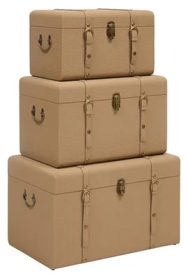 Produktbild von 3er-set rechteckige koffer „bonie“ in beige - Atmosphera créateur d'intérieur