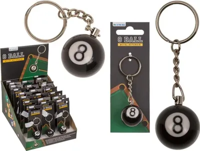Produktbild von Metall-Schlüsselanhänger - Schwarze 8-Kugel - Geschenk für Billardfans