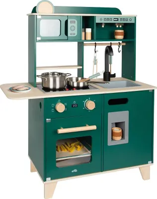 Imagen del producto de Cocina de juguete y bistro de madera, cocina de juego 2 en 1, a partir de 3 años