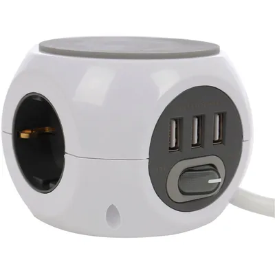 Image de Cube de prises 3xSchuko, 3xUSB 1,4m blanc 30023