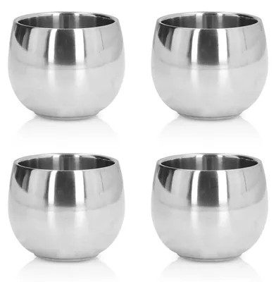 Produktbild von Edelstahl Espressotassen 150ml, 4er Set, doppelwandig, stapelbar, dickwandig