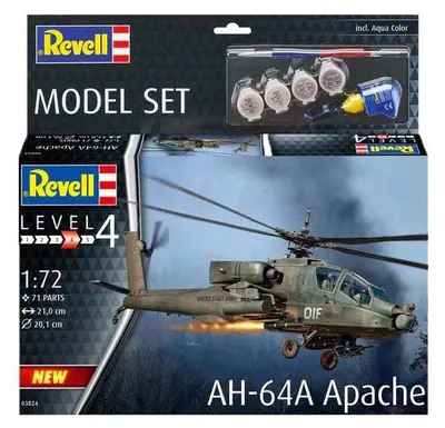 Produktbild von Revell 63824, Hubschraubermodell, Montagesatz, 1:144, AH-64A Apach, Junge, Kunststoff