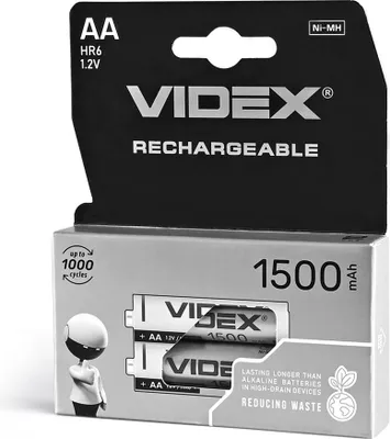 Obrázek produktu pro Nabíjecí baterie Ni-MH VIDEX HR6 1500mAh 2 kusy v blistru