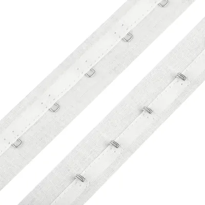 1m Haken- und Ösenband aus Baumwolle 25mm weiß