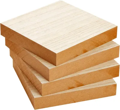 Obrázek produktu pro Dřevěné kostky z MDF, opracované, vhodné pro tvoření, tloušťka 1 palec (15,2 x 15,2 x 2,54 cm, 4 kusy)