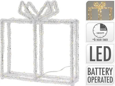 Produktbild von Kerstverlichting Kado | 80 LED | 23 cm hoch | Timer | Batteriebetrieb | Innen & Außen