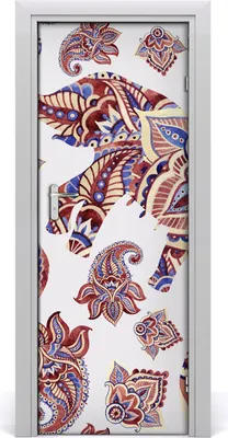Produktbild von Tulup Türaufkleber 75x205 cm Dekorative Aufkleber Selbstklebend Wasserdichte Tapete Abnehmbar Schlafzimmer Wohnzimmer Wohnkultur - Aufkleber Elefanten ethnische Muster