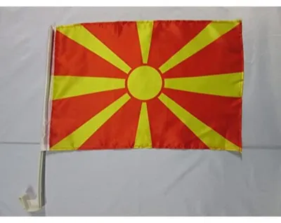 Zdjęcie produktu dla AZ FLAG Flaga Macedonii do samochodu, 45x30 cm, poliester z siatką, z przyssawką