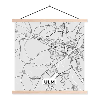 Produktbild von MuchoWow® Textilposter Deutschland - Karte - Ulm - Stadtplan 60x60 cm mit holzfarbenen Rahmen - Wanddekoration